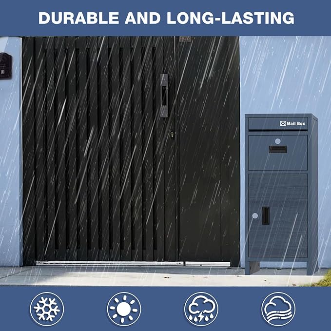 Package Delivery Boxes for Outdoor, Parcel Drop Boxes for Outside with Anti-Theft Design,Parcel Mailbox is Weatherproof, Rustproof,Suitable for Home/Office/Shop Non-installation (15.5*15.5*38 in )