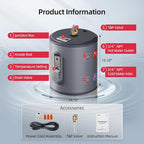 Electric Mini Tank Water Heater, MIZUDO 6 Gallon Point of Use Hot Water heater 1500W, Compact Residential 120V with T&P Valve, Adjustable Thermostat, UL Listed