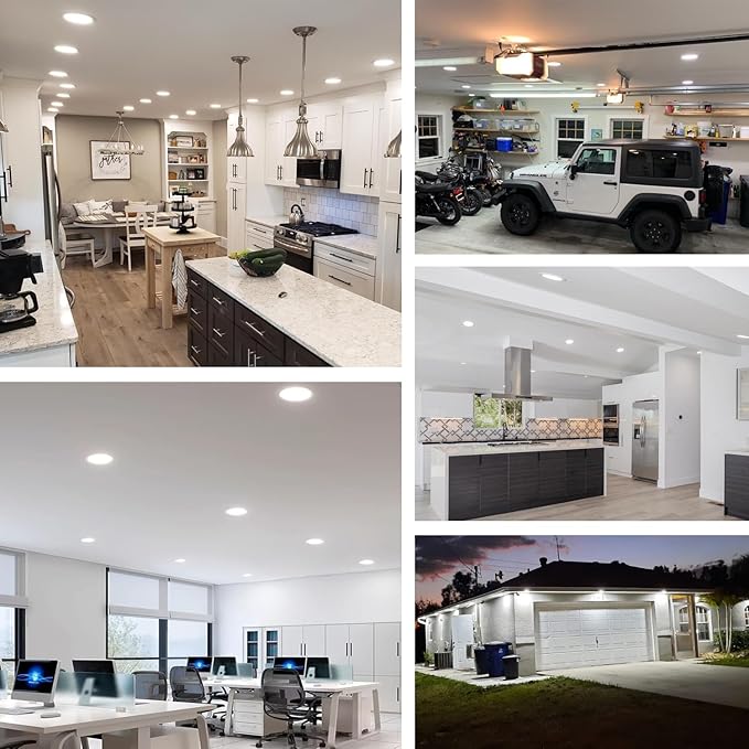 24 Pack 6 Inch Canless Recessed LED Ceiling Lights with Junction Box - 6000K Daylight , 1050LM High Brightness, 12W 110W Eqv, Ultra-Thin LED Recessed Lighting for Bedroom Kitchen Living Room Hallway