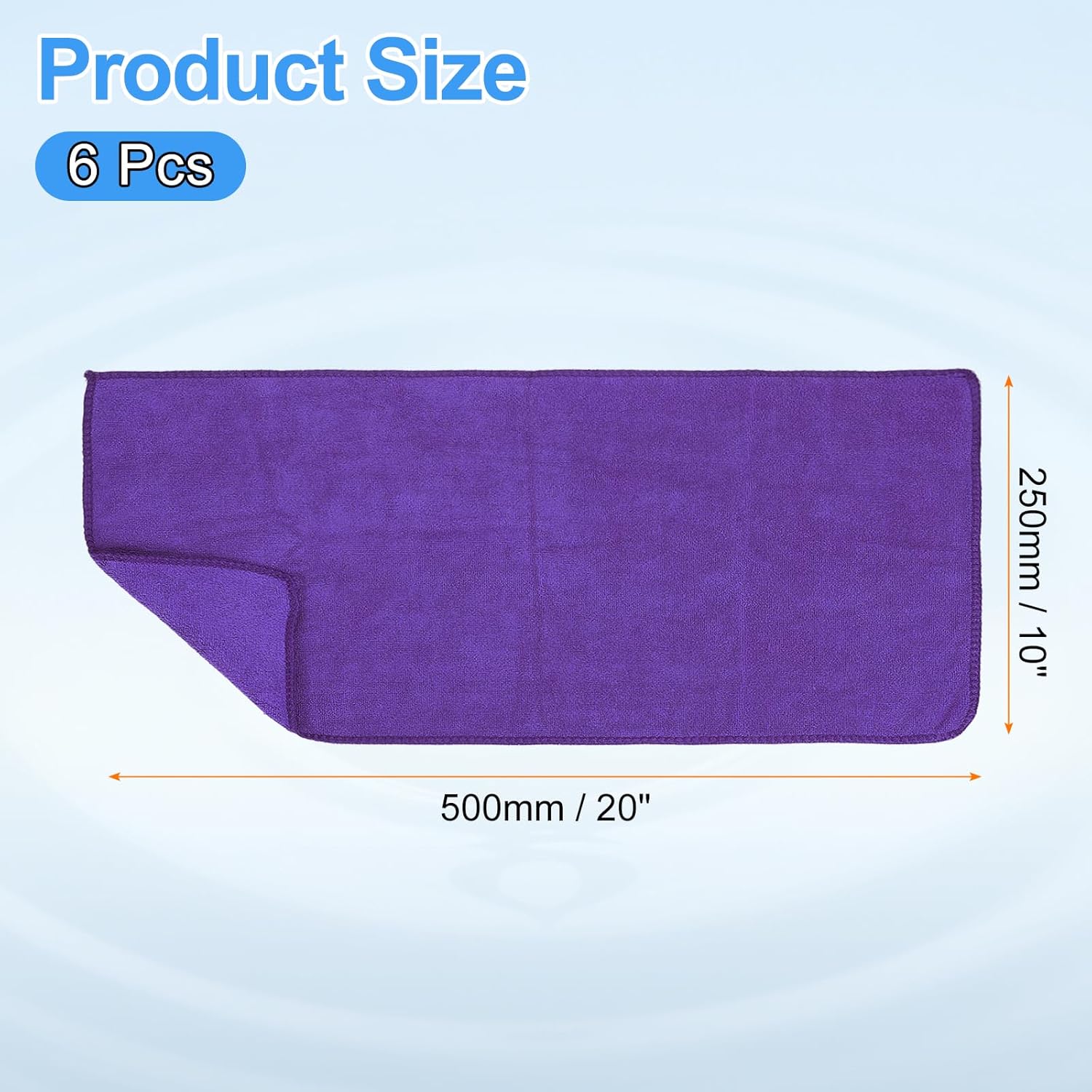 HARFINGTON 6 Pack Microfiber Cleaning Cloth, 20" x 10" Multi-Functional Cleaning Towels Reusable Absorbent Rags for Car Wash Kitchen Household Window Clean, Purple