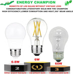 LiteHistory A15 LED Bulb 6W Equal E26 Led Bulb 60 Watt Non-Dimmable Edison Light Bulb Neutral White 4000K Clear AC120V 600LM E26 Bulb for Ceiling Fan,Wall sconces,Fridge,Desk lamp Pack of 6