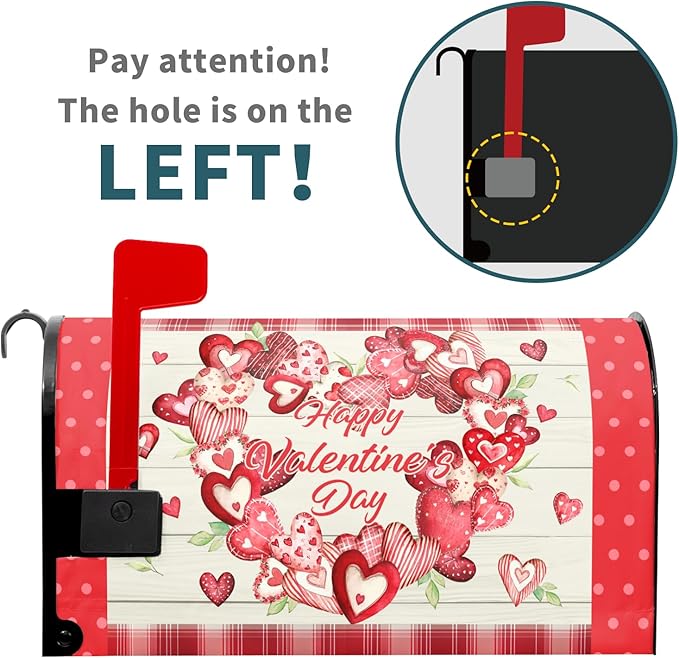 Kawani Happy Valentine's Day Mailbox Covers Magnetic Pink Red Love Heart Valentines Mailbox Covers Magnetic Standard Size 25.5x21 Inch Holiday Post Letter Box Cover for Garden Yard Decor