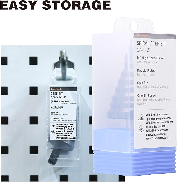 1/4 to 2 Inch Step Drill Bit Spiral Grooved Double Fluted, Large M2 High Speed Steel Drill bits for Hole Drilling in Stainless Steel, Copper, Aluminum, Wood, Plastic