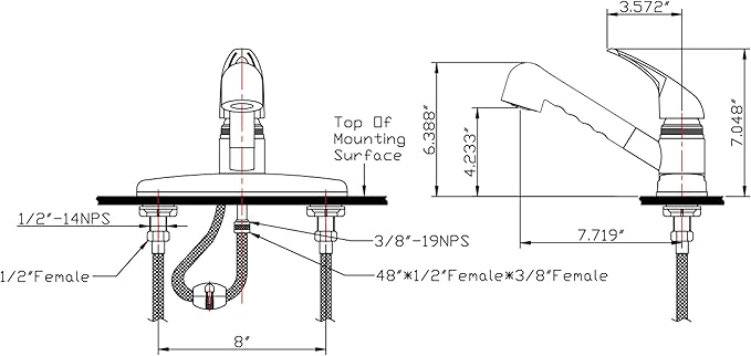 Dura Faucet DF-PK100-SN RV Non-Metallic Pull-Out Kitchen Sink Faucet, Single Handle (Brushed Satin Nickel)