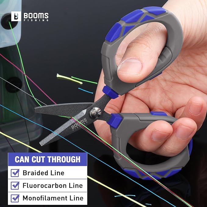 Booms Fishing Braided Line Scissors: Micro-Serrated Stainless Steel Blades Line Cutter - XW01 4.1" Fishing Serrated Shears