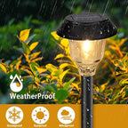 Solar Lights Outdoor Waterproof, 6 Pack Metal Glass Solar Pathway Lights Outdoor, Bright LED Outdoor Solar Lights for Yard Garden Path Walkway