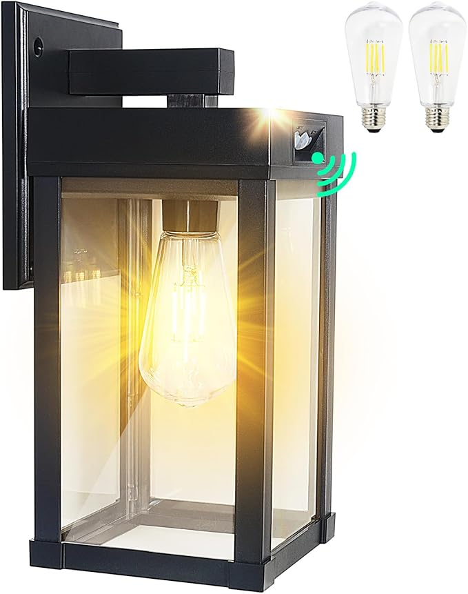 Solar Wall Lights Outdoor Waterproof with 3 Lighting Modes & Motion Sensor, Dusk to Dawn Exterior Porch Light fixtures, Solar Wall Lantern Fixture for Garage Patio Yard Garden