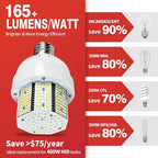 480V LED Corn Light Bulb, 85W E39 Mogul Base, 14025LM (165 LM/W), 5000K Daylight Lamp, Replacement 400W HPS/MH for Indoor Outdoor Garage Warehouse Factory Backyard