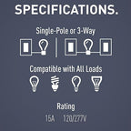 Legrand radiant TM873NICC10 15 Amp Rocker Wall Switch, 3-Way Decorator Light Switches, Nickel (1 Count)