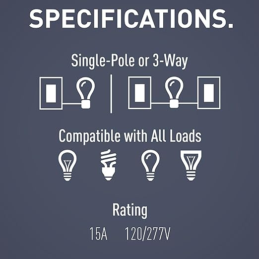 Legrand radiant TM873GCC10 15 Amp Rocker Wall Switch, 3-Way Decorator Light Switches, Graphite (1 Count)