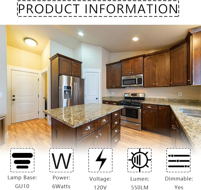 6W LED GU10 Range Hood Light Bulbs, LED Stove Appliance Light Bulb, Kitchen Light Replacement, 50W Halogen Light Bulb Equivalent, Warm White 3000K, 550 Lm, Waterproof IP65, Dimmable, 2 Pack