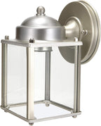 LIT-PaTH Outdoor Wall Lantern, Wall Sconce as Porch Lighting Fixture, E26 Medium Base, Aluminum Housing Plus Glass, Bulbs NOT Included, 2-Pack, Nickel Finish