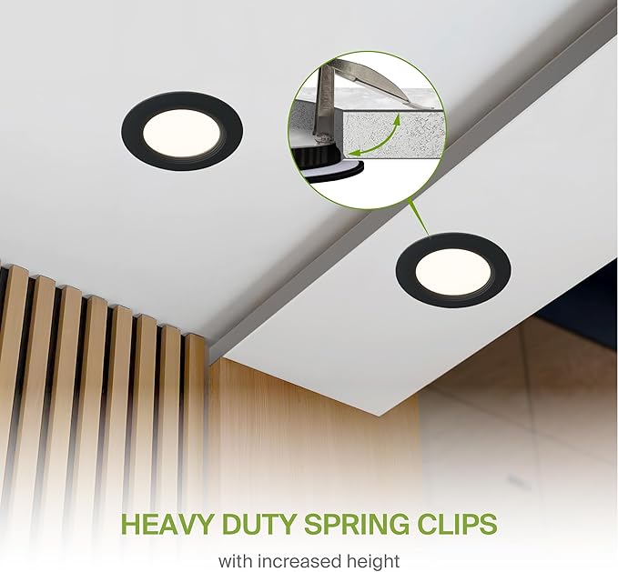 ASD LED Recessed Lighting 4 Inch, Round Commercial LED Downlight, Mini Panel Baffle Trim, 12W 120-277V, 5 CCT Selectable 2700K/3000K/3500K/4000K/5000K, Dimmable LED Ceiling Light Fixture, Black, ETL