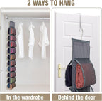 Legging Storage Organizer for Closet, Hanging Closet Organizer System, Grey Clothes Closets Holder with 20 Roll Independent Compartments for Yoga Leggings T-Shirts Bras Socks Pants Tank Top Towel