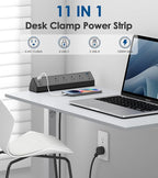 Jgstkcity Desk Clamp Power Strip USB C,40W Total Fast Charging Station,4 PD 20W USB C Ports,Desk Edge Mount Surge Protector,5 Outlets,Fit 1.96" Tabletop Edge,ETL Listed