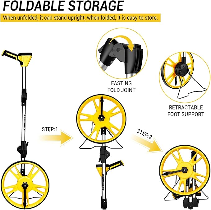Measuring Wheel: DEKOPRO 4V Digital Measuring Wheel in Feet, 12.5 Inch 99,999Ft/ 99,999M Digital Display Folding Wheel Measurement Roller with Storage Bag