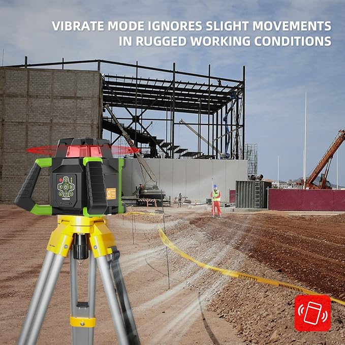 Huepar Electronic Self-Leveling Rotary Red Laser Level Kit - 360 Horizontal Laser Beam Interior/Exterior Rotating Laser Level Tool with Receiver, Protective Glasses, Li-ion Battery, Hard Case RL300HR