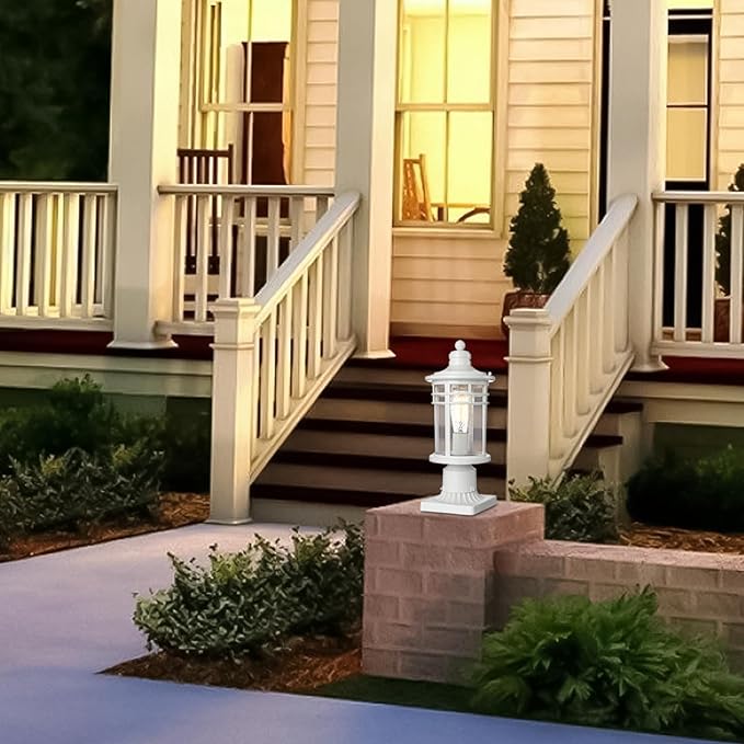 Darkaway Outdoor Post Lights Lamp Posts Outdoor Lighting, Waterproof Aluminum Post Lights Outdoor Light Fixtures with Glass, Light Posts for Outside Patio Yard (1 Pack, White)