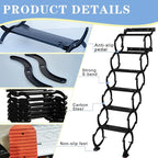 6 Steps Wall Mounted Attic Ladder, Indoor Attic Stairs Pull Down System, Metal Telescoping Step Ladders, Anti-slip Retractable Folding Stair, Loft Extension Steps Staircase for Garages(black, 6 Steps)