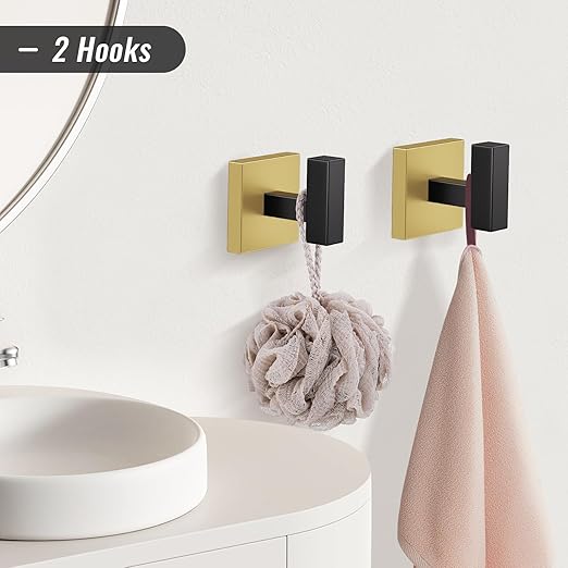 YACVCL Towel Bar Set, 5-Piece Black and Gold Bathroom Hardware Set, Black&Gold Bathroom Accessories Set, SUS304 Stainless Steel 23.6 Inch Towel Holder Towel Racks Set Wall Mounted