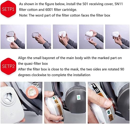 6001 Filter Cartridges Replacement for Gas Respirator, 16pcs Filter Cartridges + 16pcs Filter Covers + 64pcs Filter Cottons, Apply to 6100/6200/7501/7502/6502/6800