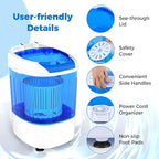 COSTWAY Mini Portable Washing Machine, 5.5 lbs Capacity, Compact Laundry Washer with Spin Tub & Drain Hose, Perfect for Apartment Dorms RV Home (Blue)