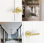 Amerdeco 1 Pack Brushed Gold Passage Door Handles,Heavy Duty Non-Locking Door Lever for Hall, Closet,Office Area, Shopping Malls AM0016