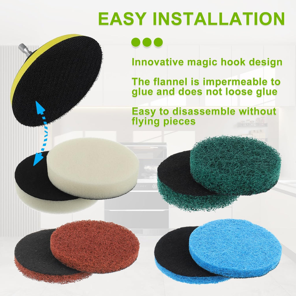 16pcs Electric Cleaning Brush Pad Set 4 Foam Pads 4 Kitchen Mats 4 Heavy Duty Pads 4 Microfibre Pads fit for Bosch Home/Garden 6033 Battery Cleaning Brush