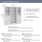 Bestar 85W x 16D Modular Closet Organizer System, Reach-in or Walk-in Closet with Shelves and Drawers, Slab Style, Florence Collection, White