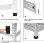 Amazon Basics 4000IBS Heavy Duty Adjustable Storage Shelving Unit, 5 Shelf, High-Grade Aluminum, Silver, 60 x 24 x 78 Inch