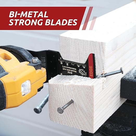 30 Pcs Bi-Metal Oscillating Tool Blades Metal Cutting, 1-3/4" Curved Edge Multitool Blades for Soft Metal, Hard Wood, Plastic, Oscillating Saw Blades Fit Dewalt Milwaukee Bosch Ryobi