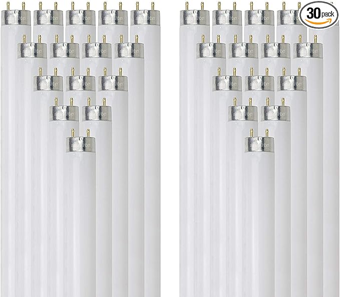 Sunlite F15T8/CW 18-Inch T8 Linear Fluorescent Lamp, 15 Watts, 610 Lumens, 4100K Cool White, Medium G13 Bi-Pin Base, ROHS Compliant, 30 Pack