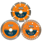 4-1/2" Diamond Blade Set for Concrete, Masonry and Tile Cutting, with Continuous/Segmented/Turbo Rims, for Dry & Wet Cutting with Angle Grinder & Circular Saw, 3 PCS