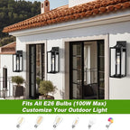 20inch Large Outdoor Wall Lights - 2 Packs Modern Black Exterior Light Fixture with Clear Glass Shade, Waterproof Porch Lighting for House, Farmhouse Sconces Lantern for Front Door, Garage