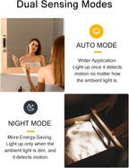 Under Cabinet Lights, Wireless Motion Sensor Light Indoor,10in LED Warm Lighting Rechargeable Battery Operated,4 Modes Night Light, Stick-On Magnetic Closet Lights for Kitchen, Hallway(2 Pack)