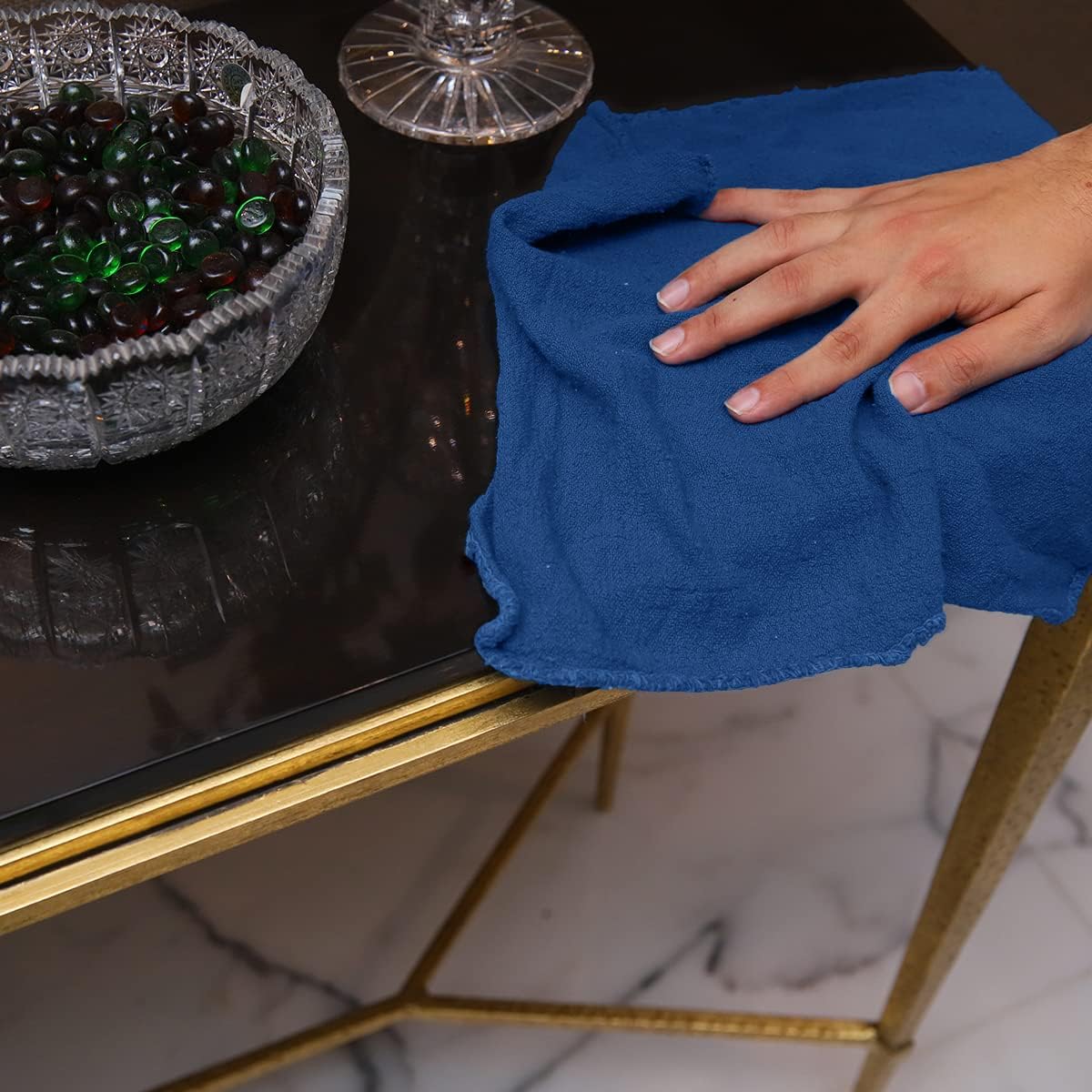 Avalon Towels Cotton Shop Rags – (Pack of 100) Size 12x14 Inches Cleaning Rags – Absorbent Shop Towels and Multipurpose Cleaning Towels for Automobiles, Industries, Garage and Homes (Blue)