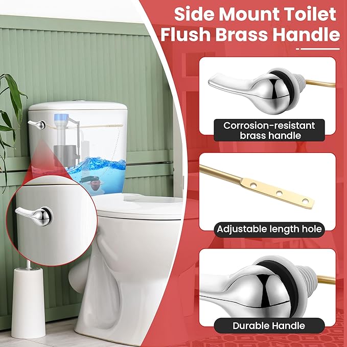 Saillong Universal Toilet Flusher Replacement Kit, Fill Valve, 2-Inch Flapper, Side Mount Handle Lever, Water-Saving, Adjustable Toilet Repair Kit Inside Tank, Easy to Install(1 Set,Blue Grey, Red)