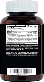 Clinical Daily Regular Cleanse Plus Natural Probiotic - Colon Cleanse & Gut Detox Supplement - Assists with Energy and Constipation Relief - Herbal Dietary Fiber Psyllium Husk Capsules - 180 Count
