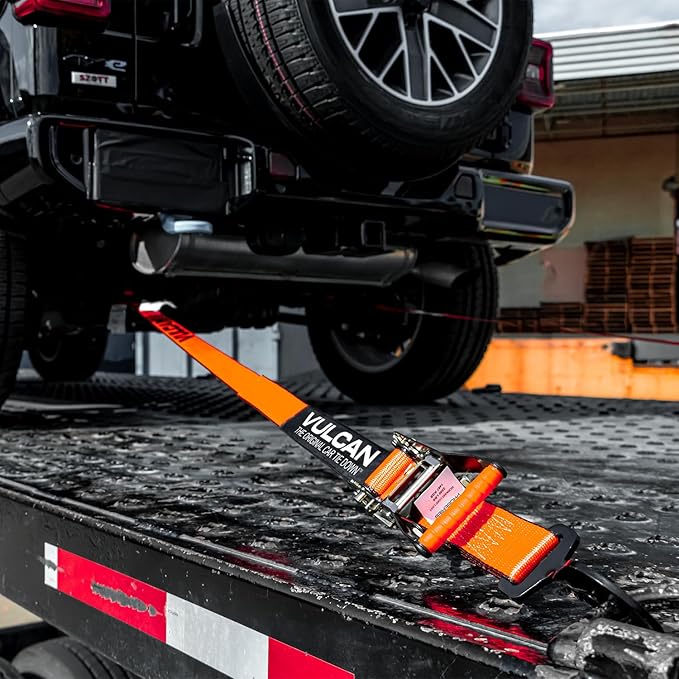 VULCAN Ultimate Axle Tie Down Kit - Heavy Duty ProSeries Webbing - Includes (2) 22 Inch and (2) 36 Inch Axle Straps, (2) 96 Inch Snap Hook Ratchet Strap, and (2) 112 Inch Loop Tie Down Combinations