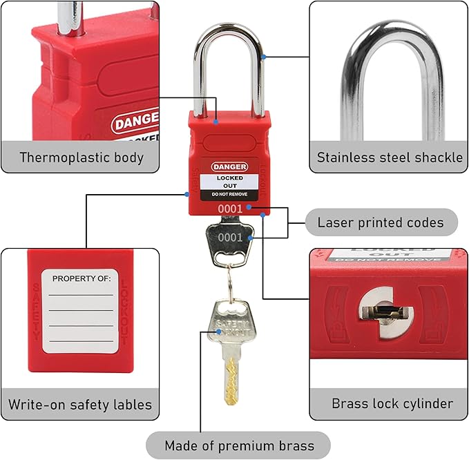 Lockout Tagout Locks - 5 Pack Blue Loto Locks, Keyed Differ Padlock OSHA Compliant Lock Out Tag Out Lock, Safety Padlocks for Electrical Lockout Tag Out Kits