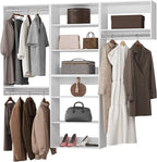 ROOMTEC Modular Closet System, 60" Wall-Mounted Closet Organizer with Hanging Rods, Modern Wooden Tower for Walk-In Closets, Wardrobe Storage Kit, White