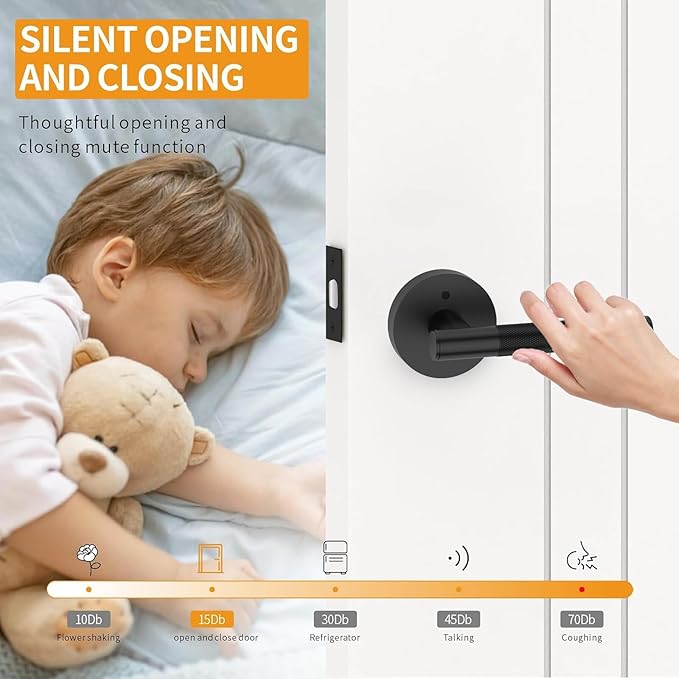 Amerdeco 3 Pack Matte Black Door Handles Interior, Knurled Privacy Door Handles with Lock,Heavy Duty Black Door Lever for Bedroom or Bathroom,Reversible Keyless for Left Right Handed Doors