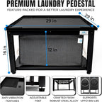 Washer and Dryer Pedestals - 29" W, 16" H, Black Steel Universal Fit with Major Brands, Leak-Proof Laundry Pedestal with Drain Pan & Hose, Washer and Dryer Stand for Back Pain Relief, 800 lbs Capacity