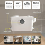 Upgrade 750W Macerator Pump,Grinding Upflush System, Non-clog Stainless Shell,Up to 36 ft,Sewerage Macerator Toilet Pump for Household Residential Basement Waste Water Disposal