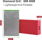 2pcs Diamond Hand Polishing Pads for Ceramic Tile Glass Grinding,Sanding Blocks Polishing 60#,400#