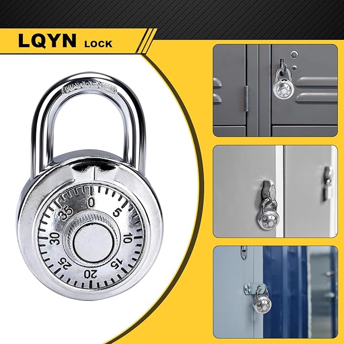 Combination Lock, LQYN Standard Dial Combination Lock, Pack of 60; Silver Turnplate, 2 in. Wide, Fixed Three Digital Combination, for School, Gym & Locker, Toolbox, Gate