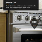 Empava 36 Inch Gas Range with 6.0 Cu. Ft. True Convection, 18,000 BTU Power Searing, 6 Sealed Burners, Convertible NG/LP, Stainless Steel Stove with Oven, CSA Certified