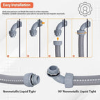 Liquid-Tight Conduit 100 ft and 10 Pieces of Connector Kit, Electrical Conduit 3/4 100ft w/UL Certification, Flexible Conduit with 5 Straight and 5 90-Degree Conduit Connector Fittings