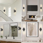 Knurled Bathroom Wall Sconce Hardwired, Black Wall Sconces, 20.5" Vanity Lights Over Mirror, Linear Wall Sconce Dimmable, Bathroom Light Fixtures Glass Tube, Bronze Wall Sconces Sconces Wall Lighting