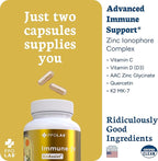 Immune-fx™ Advanced Daily Chelated Zinc Ionophore Immune Support Supplement with Quercetin 500mg Bioflavonoid, Antioxidant Vitamin C, D3, K2, DNA Heart Lung Aid, Clean Certified® 120 Vegan Capsules